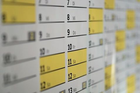 Close-up of Calendar, diary, wall calendar.  Image from Pixabay