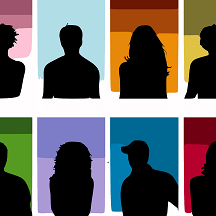 Mini Image for How to Sneakily Describe Characters.  Silhouttes of people on coloured backgrounds