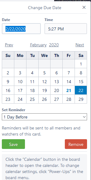 Trello due date option