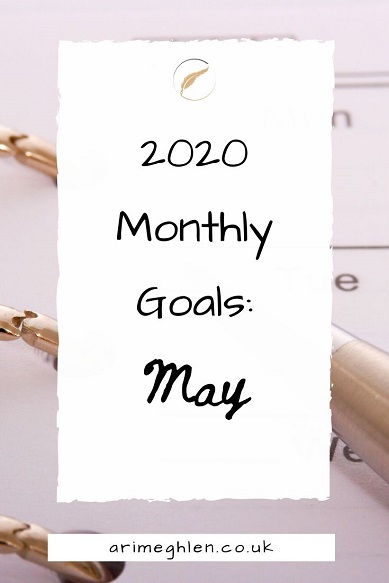 Banner - 2020 Monthly Goals May.  Ari's Monthly goals for accountability