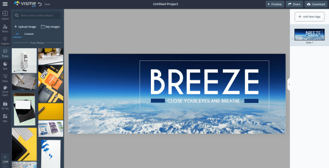 Visme Presentation slide bar