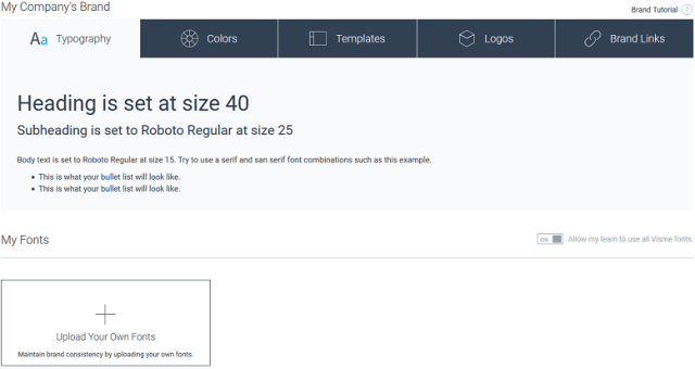 Visme My Company Brand screenshot.  