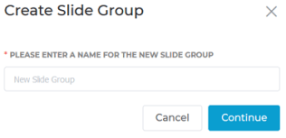 Visme Dialogue box "Create Slide Group" - please enter a name for the new slide group