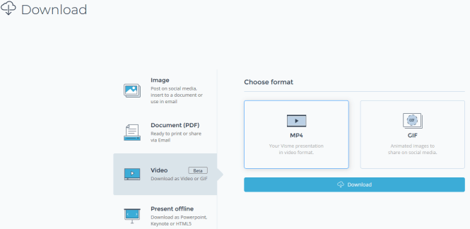 Visme - Download takes you to a new page