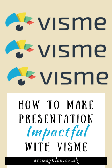 Image of the Visme Logo against a magnolia background. Text overlaid reads How To Make Presentations Impactful