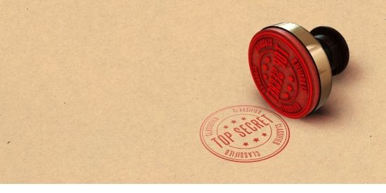 A top secret stamp in red.  Image from Canva