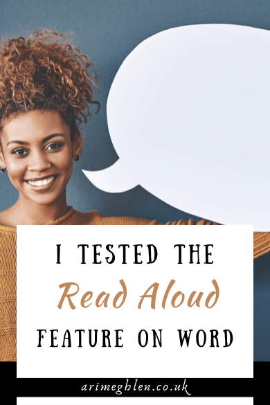 I Tested the Read Aloud feature on Word. Image from Canva of a woman holding up a large speechbubble.