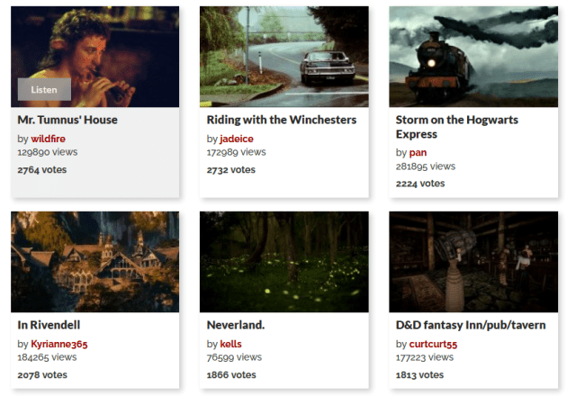 A small screenshot of music featured on Ambient Mixer