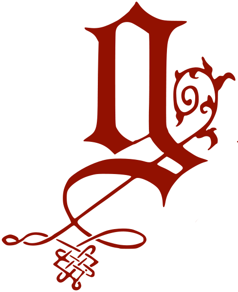 Red vector image of an ornate letter G. Credit: wingsofwhimsy.